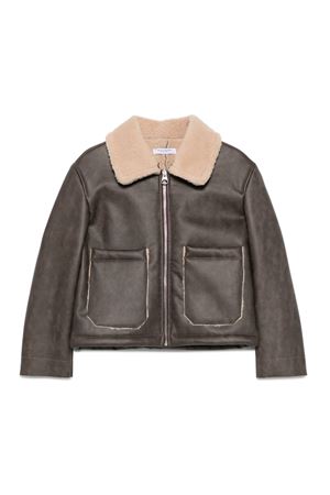 brown polyester jacket PAOLO PECORA KIDS | PP4152MORO